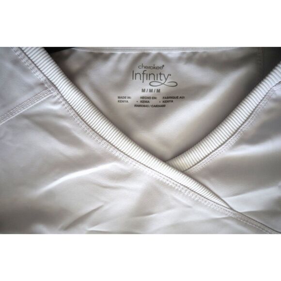 Cherokee Infinity 2625A Women's Sz Medium White Mock Wrap Scrub Top - Picture 3 of 7